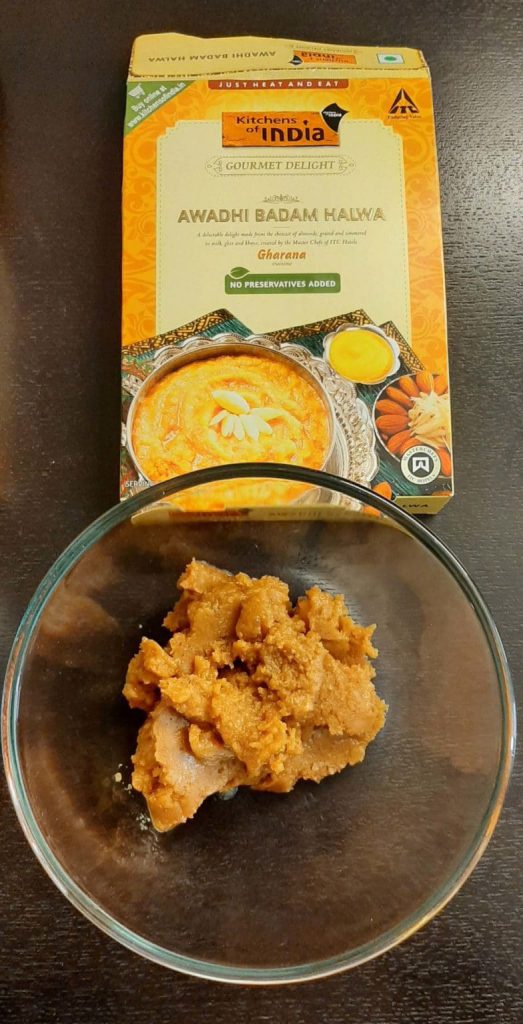 Awadhi Badam Halwa by ITC Royal Kitchens after microwaving