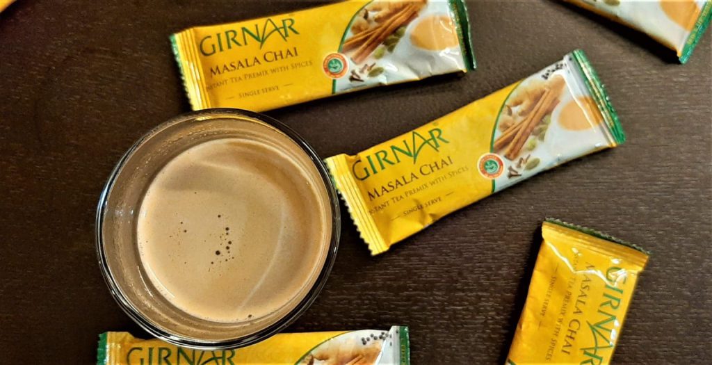 Chai made using the Girnar Masala Chai Premix