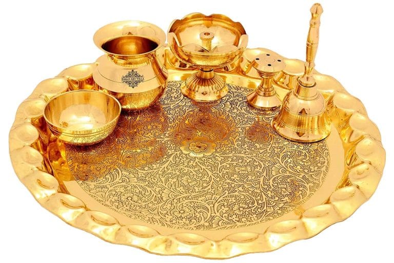Indian Art Villa Brass Puja Thali Set