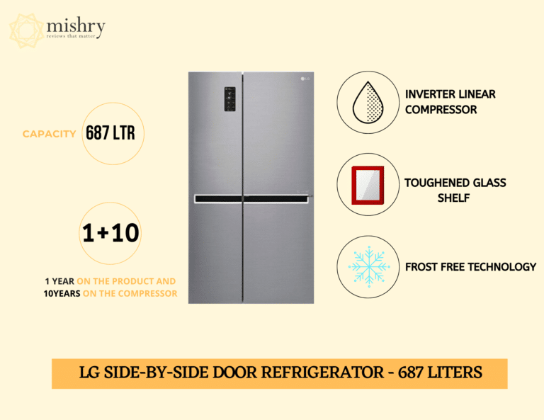 एलजी साइड बाय साइड फ्रिज प्लैटिनम सिल्वर 